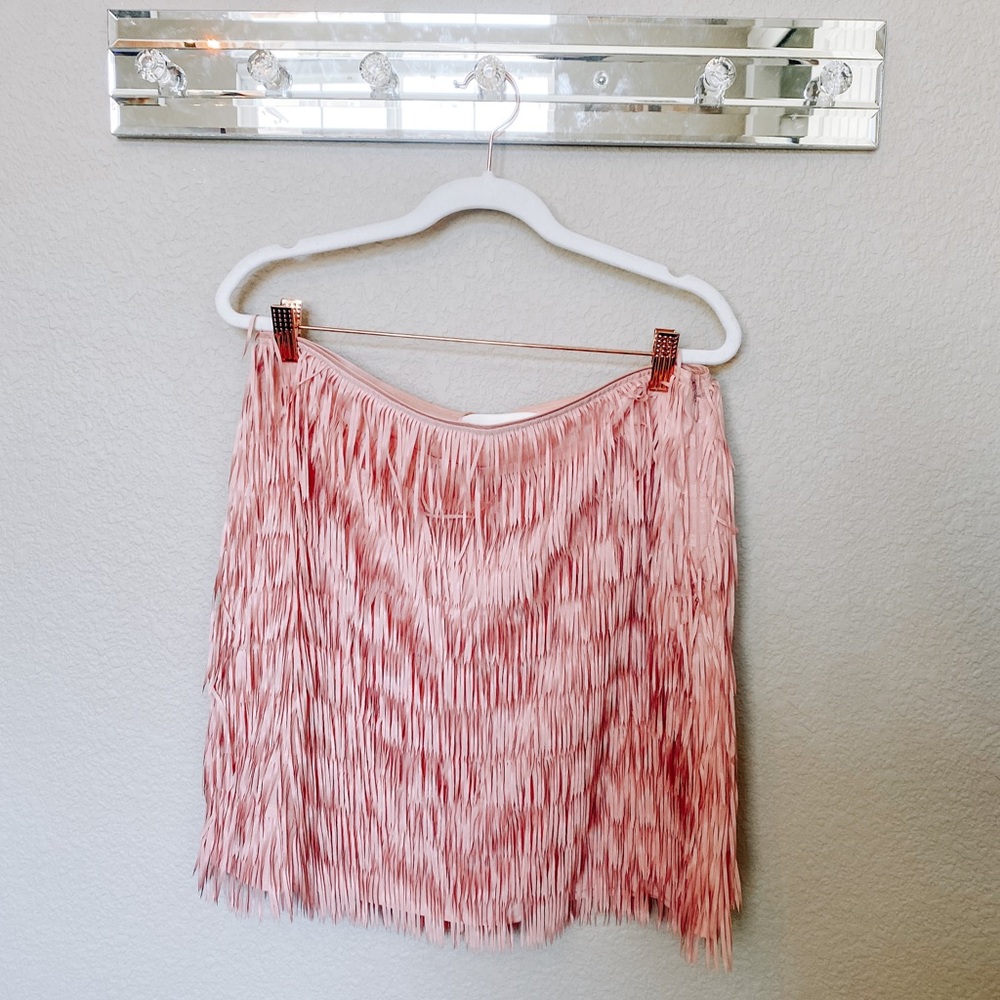 Pink Fringe Mini Skirt - Women’s medium